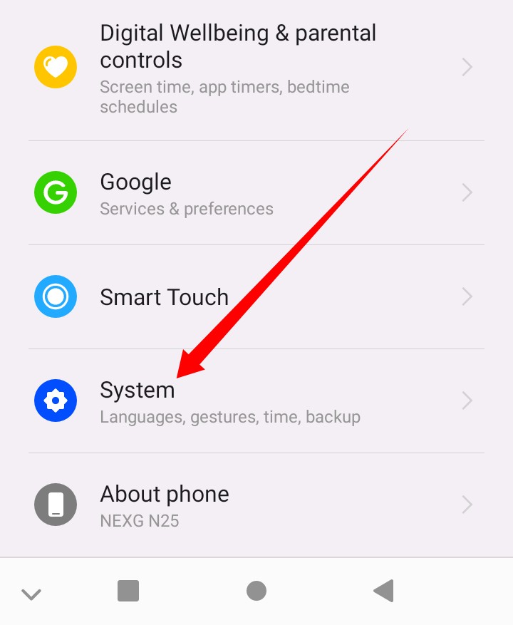 (System অপশন নির্বাচন)