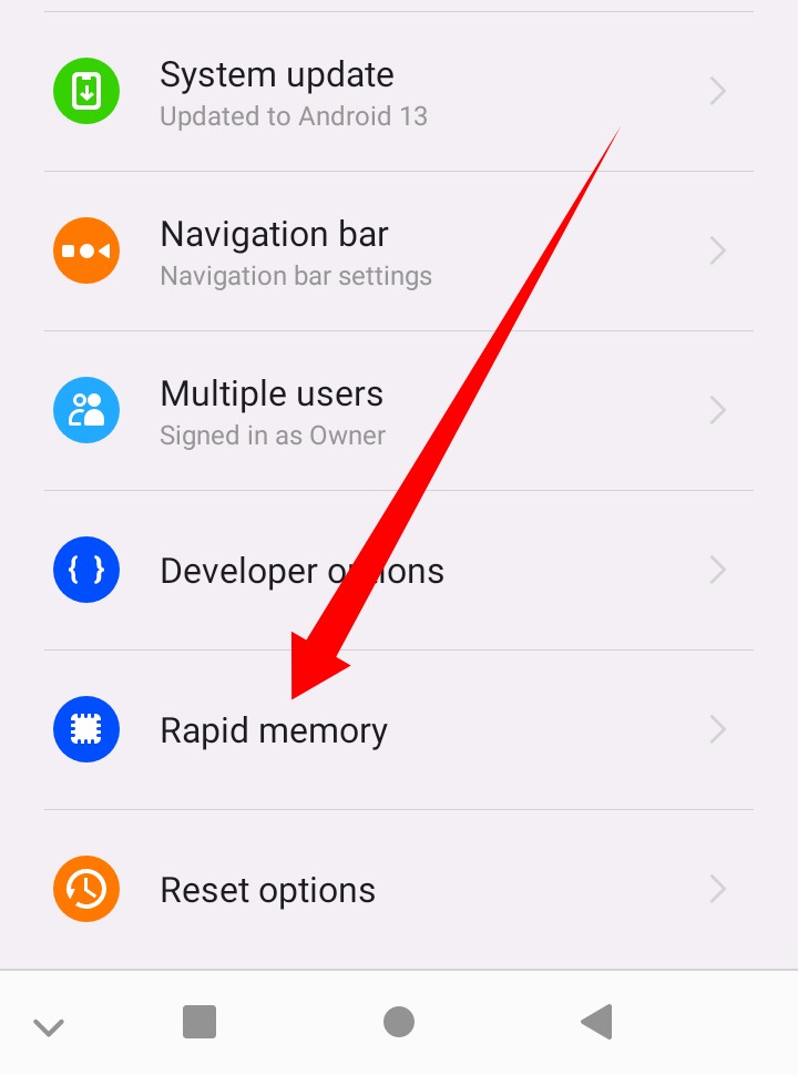 (Rapid Memory সিলেক্ট করা)