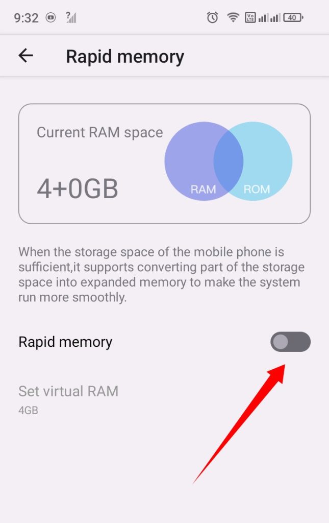 Rapid Memory চালু করা